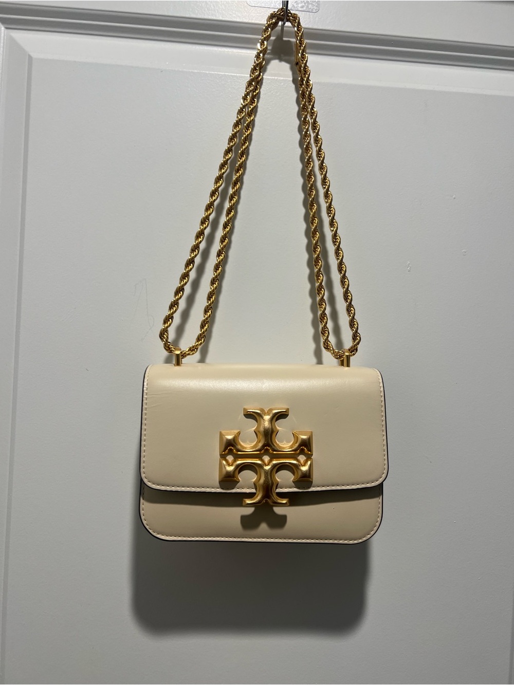 Tory Burch Cream Shoulder Bag with Gold Logo